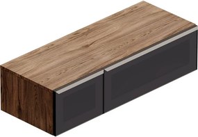 Mobile da bagno sospeso Star con top integrato L 120.3 x H 30 x P 46 cm noce walnut, 2 cassetti a destra dotati di illuminazione a LED