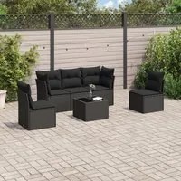 Set Divano da Giardino 6 pz con Cuscini Nero in Polyrattancod mxl 111067