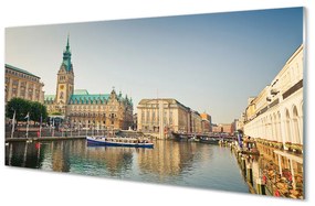 Quadro vetro acrilico Cattedrale del fiume Germania Amburgo 100x50 cm