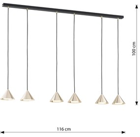 Sospensione Minimal Skadi 6 Luci In Acciaio Oro