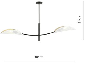 Sospensione Nordica 2 Luci Ares In Acciaio Nero Bianco E Oro Bracci Regolabili