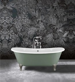 Vasca 182x81 freestanding in ghisa con troppopieno piedi modello deco alluminio naturale con colonna scarico cromo Admiral Devon&Devon