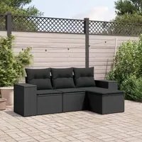 Set Divani da Giardino 4 pz con Cuscini Nero in Polyrattancod mxl 88352