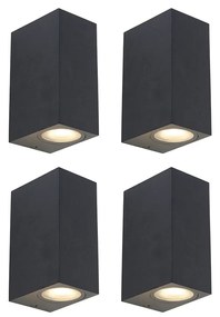 Set di 4 luci da parete intelligenti nere IP44 incl. 8 GU10 Wifi - Baleno