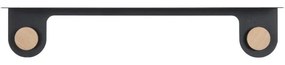Mensola da parete in acciaio nero con dettaglio in legno di quercia con 2 ganci , lunghezza 70 cm Hook - Gazzda