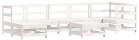 Set divani da giardino 8pz con cuscini in legno massello bianco
