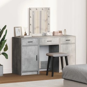 Set di mobile da trucco a 3 pezzi con led in legno ingegnerizzato grigio
