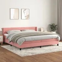 Giroletto a Molle con Materasso Rosa 200x200 cm in Velluto 3131044