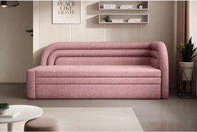 Divano rosa allungabile/con contenitore con penisola a destra e rivestimento in ciniglia 223 cm Fabillo – ELTAP