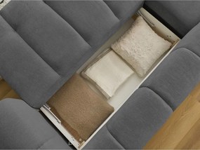 Divano angolare grigio scuro allungabile e con contenitore (penisola a sinistra/chaise lounge) Fuji – Bobochic Paris