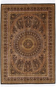 Ghom Tappeto 140 x 200 Giallo (Iran) Annodato A Mano