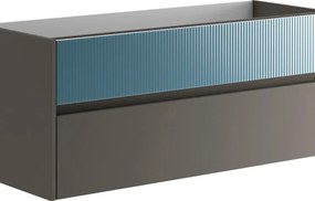 Mobile da bagno sospeso sotto lavabo Niwa 2 cassetti L 119.5 x H 50 x P 45.5 cm grigio carbone e blu pacifico cannettato