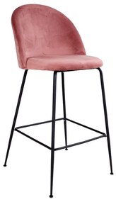 Set di 2 sedie da bar rivestite in velluto rosa con gambe nere Lausanne - House Nordic