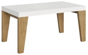 Tavolo allungabile 90x160/264 cm Naxy Mix piano Bianco Frassino - gambe Quercia Natura