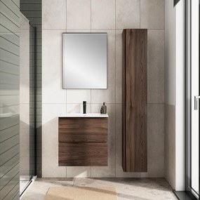 Mobile bagno con lavabo STEP L60 x H60 x P46 cm walnut in mdf 2 cassetti per vasca centrale