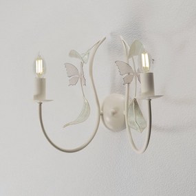 Luminex Applique estiva, bianco/verde/rosa, larghezza 25 cm, acciaio, a 2 luci