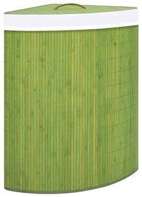 Cesto Portabiancheria Angolare in Bambù Verde 60 L