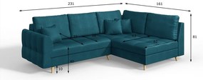 Divano angolare turchese (angolo destro) Ariella - Ropez
