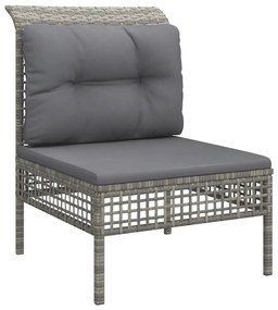 Set Divani da Giardino 7 pz con Cuscini in Polyrattan Grigio