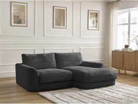 Divano angolare nero (con penisola a destra/con chaise lounge) con rivestimento in ciniglia Leonore – Bobochic Paris