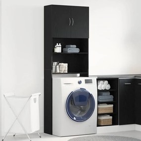 Mobile Lavatrice Rovere Nero 64x24x190 Cm İn Legno Multistrato /