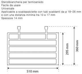 Stendibiancheria termoarredo universale in plastica bianca rigida set 2 pezzi