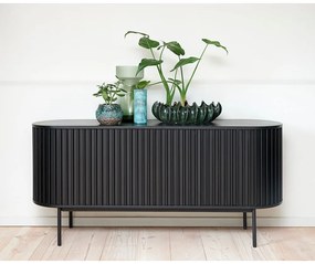 Cassettiera bassa nera in rovere con ante scorrevoli 73x160 cm Siena - Unique Furniture