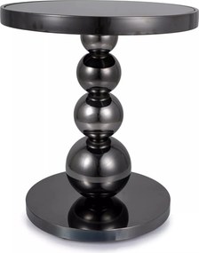 Tavolino Rima in vetro nero e metallo nero lucido – Ø50x56 cm