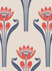 Isidore Leroy Carta da parati Tulipes - Blanc rouge