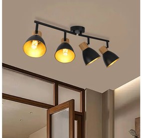 Brilagi - Plafoniera con 4 faretti ODENSE 4xE14/10W/230V in legno di caucciù/nero