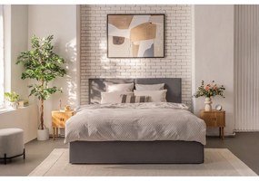 Letto matrimoniale imbottito grigio con contenitore, materasso e rete inclusi 160x200 cm Thessa Bold – Bonami Selection