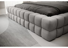 Letto matrimoniale imbottito grigio con contenitore e rete inclusi 180x200 cm Dizzle – ELTAP