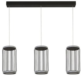 Lampadario Contemporaneo Circolo Alluminio Bianco Silicone Nero Led 35W 3000K