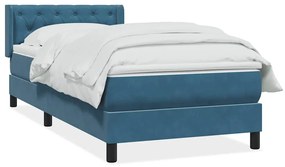 Giroletto A Molle Con Materasso Blu Scuro 80x220 Cm Velluto /