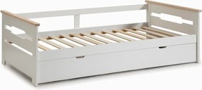Letto per bambini in legno di pino bianco con letto estraibile 90x190 cm Elisa - Marckeric
