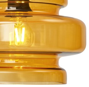 Lampada da terra retrò nera con vetro arancione - Denise