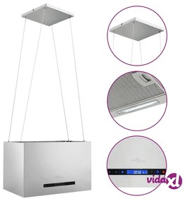 vidaXL Cappa da Cucina ad Isola Sospesa LCD con Sensore 55 cm Acciaio