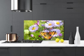 Pannello cucina paraschizzi Fiori. Farfalla. Pianta. Natura 120x60 cm