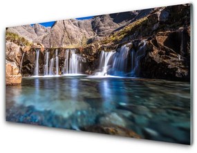 Quadro su vetro acrilico Cascata della natura 100x50 cm