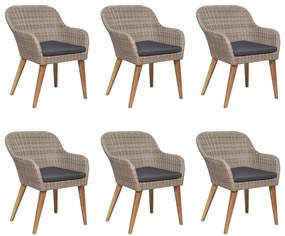 Set mobili da pranzo per giardino 7 pz marrone