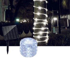 Tubo Luminoso 200 Led luci di Natale ad Energia Solare Bianco Freddo