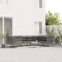 Set Divani da Giardino 9 pz con Cuscini in Polyrattan Grigio 3187480