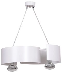 Lampadario Moderno 2 Luci Vixon In Acciao Bianco E Cromo