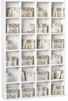 Easycomfort Mobile Libreria porta CD da 24 Ripiani ad Altezza Regolabile, in Truciolato, 130.5x89x20 cm, Bianco