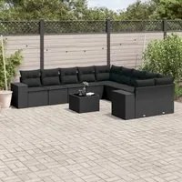 Set Divani da Giardino 11 pz con Cuscini in Polyrattan Nero 3255452