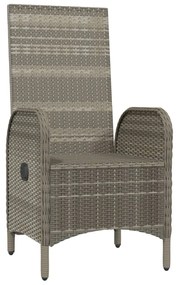 Sedie da giardino 2 pz in polyrattan grigio