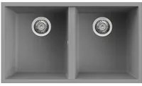 Lavello Elleci Incasso 2 vasche 76x43,5 Quadra 350 Sottotop Granitek Grigio Cemento LGQ35048BSO