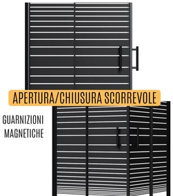Box Doccia 70x90x70 Rettangolare 3 Ante H 190 cm Scorrevole Cabina Doccia 6 mm Serigrafato e Trasparente Nero