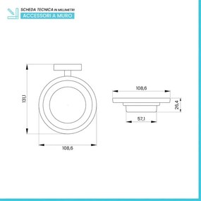 Porta saponetta a muro in acciaio nero opaco linea Chic Black