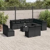 Set Divani da Giardino 13pz con Cuscini Nero in Polyrattancod mxl 88392